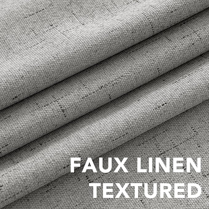 H.VERSAILTEX Linen Blackout Curtains 84 Inches Long, 100% Absolutely Blackout Thermal Insulated Textured Linen Look Curtain Draperies Anti-Rust Grommet with White Liner, 2 Panels, Dove Gray