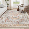 zesthome 3x5 Area Rug Ultra Soft Washable Rug, Non Slip Area Rug Indoor Entrance, Stain Resistant Rugs for Living Room Bedroom Vintage Home Decor (Orange,3'x5')
