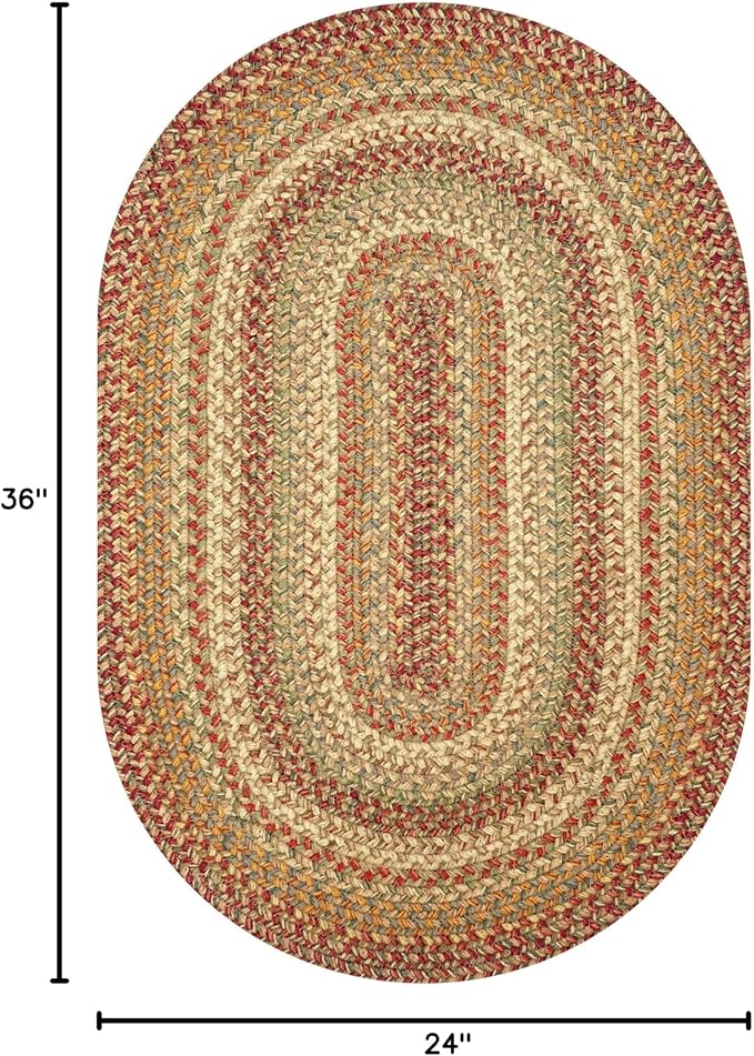 Homespice 2x3' Brown Oval Braided Rug. Harvest Brown Jute Oval Rug. Uses- Entryway, Kitchen Rugs, Bathroom Rugs. Reversible, Rustic, Country, Primitive, Farmhouse Decor Rug