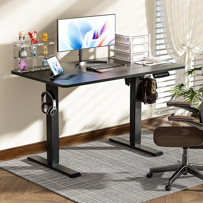 BIZUM 40x24 Inch Electric Standing Desk with Memory Presets, Quiet Motor Height Adjustable Stand Up Desk for Home Office & Gaming, Ergonomic Sit Stand Workstation，Black