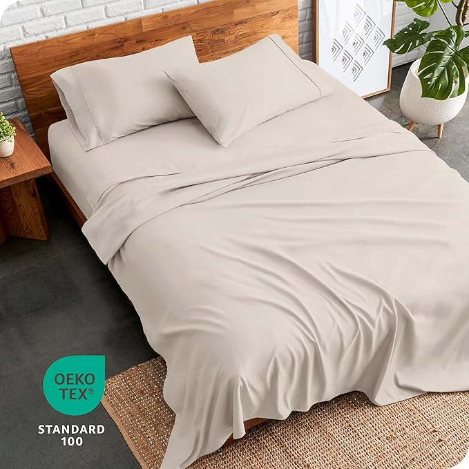 Bare Home Full XL Sheet Set - Luxury 1800 Ultra-Soft Microfiber Full Extra Long Bed Sheets - Double Brushed - Deep Pockets - Easy Fit - 4 Piece Set - Bedding Sheets & Pillowcases (Full XL, Wheat)