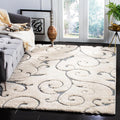 SAFAVIEH Florida Shag Collection Accent Rug - 4' x 6', Beige & Blue Grey, Scroll, Non-Shedding & Easy Care, 1.2-inch Thick Ideal for High Traffic Areas in Entryway, Living Room, Bedroom (SG455-1155)