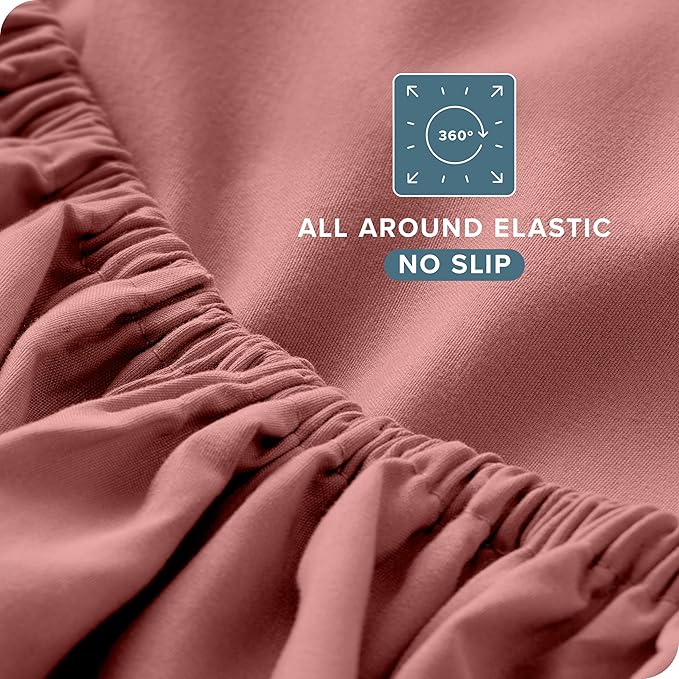 Bare Home California King Sheet Set - 1800 Ultra-Soft Microfiber Bed Sheets - Double Brushed - Deep Pockets - Easy Fit - 4 Piece Set - Bed Sheets (Cal King, Dusty Rose)