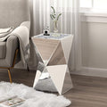 ENENE Mirrored Diamond Setting End Table Glass Decorative Side Table for Living Room Small Spaces Coffee Table Modern Pedestal Accent Table for Bedroom Office Hallway Entryway