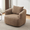 Merax Modern Cozy Chenille 360° Swivel Sofa Chair with a Throw Pillow, 38.2" Upholstered Leisure Barrel Accent Armchair with Deep Seating for Living Room Bedroom,Office, Hotel, Dark Brown