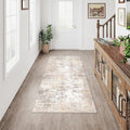 2x5 Washable Runner Rug Beige Grey Neutral Abstract Hallway Kitchen Living Room Bedroom Non Slip Throw Rug Soft Low Pile Indoor Carpet for Entrance Laundry Bathroom