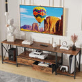 TV Stand with Fabric Drawer - Entertainment Center and Industrial TV Console Table with Open Storage Shelves for Living Room, Bedroom - 55.1" Rustic Brown