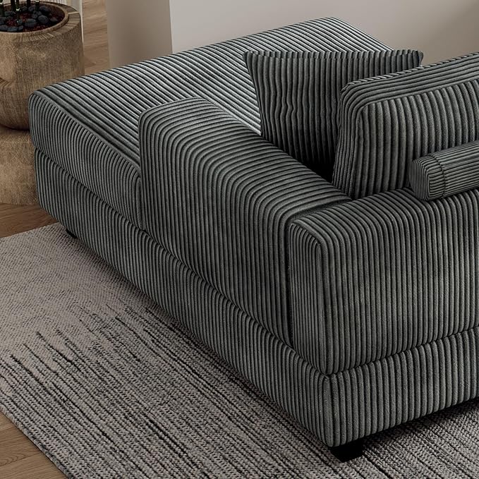 Eafurn 132.68" Oversized L Shaped Modular Sectional Sofa Couch with Reversible Chaise Lounge Daybed, Modern Corduroy Upholstered Corner Lounge Couch with Thick Cushions and Headrest