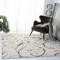 SAFAVIEH Florida Shag Collection Area Rug - 4' Square, Beige & Blue Grey, Scroll Design, Non-Shedding & Easy Care, 1.2-inch Thick Ideal for High Traffic Areas in Living Room, Bedroom (SG455-1155)