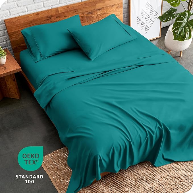 Bare Home Queen Sheet Set - Luxury 1800 Ultra-Soft Microfiber Bed Sheets - Double Brushed - Deep Pockets - Easy Fit - 4 Piece Set - Bedding Sheets & Pillowcases (Queen, Emerald)
