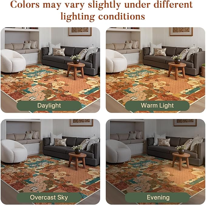 GENIMO Area Rug 2x3 Doormat, Machine Washable Low Pile Rugs, Small Floral Patchwork Retro Chenille Entryway Mat for Entrance, Hallway, Kitchen and Corridor, Rose Red
