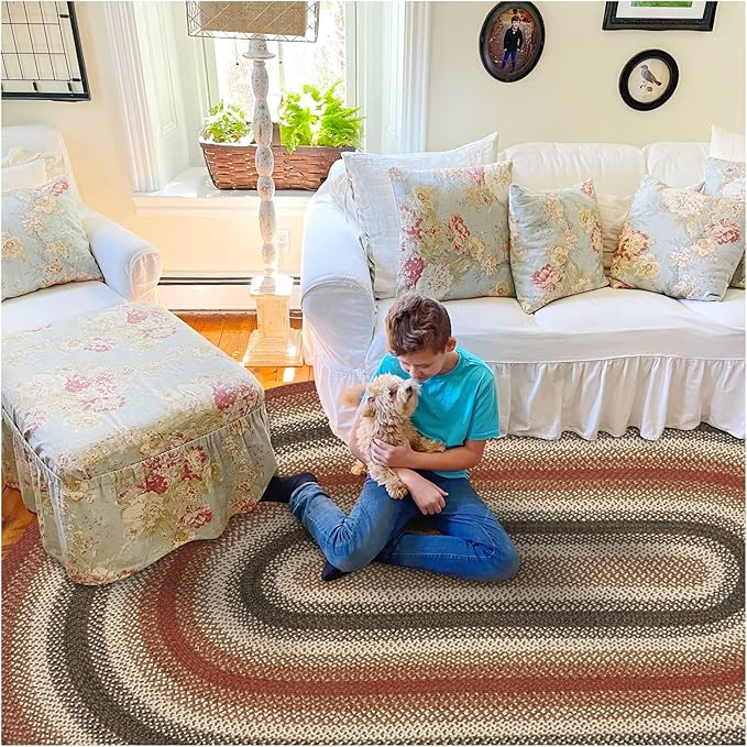 Homespice Chester Braided Area Rugs 4x6' Oval - Ideal Braided Country Rug
