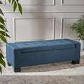 Ball & Cast 50.8" Upholstered Storage Ottoman with Tufted Waffle Stitch,End Bench w/Uses Pressure Hinges and Wood Legs,Entryway Fabric Footrest Stool for Living Room & Bedroom,Light Grey