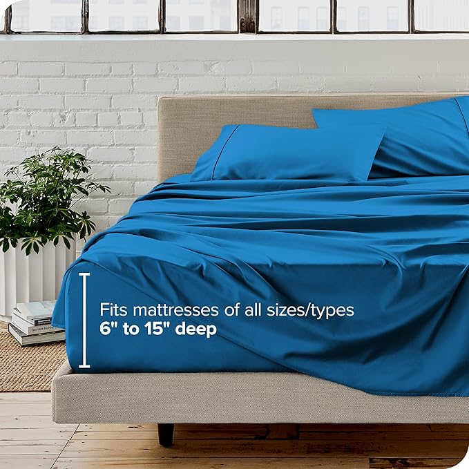 Bare Home Twin XL Sheet Set - College Dorm Size - Luxury 1800 Ultra-Soft Microfiber Twin Extra Long Bed Sheets - Deep Pockets - Easy Fit - Extra Soft - 3 Piece Set - Bed Sheets (Twin XL, Medium Blue)