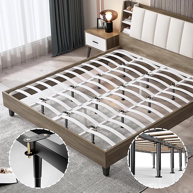 Metal Bed Frame Support Legs, 9.8-16.5 Inch Adjustable Height Bed Support Legs, Bed Legs Replacement Parts for for King Queen, Under Bed Support Slat Reinforcement Kits Bed Frame Center Support 2 Pack