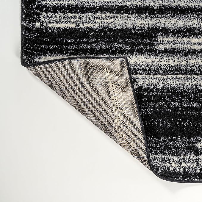 JONATHAN Y Khalil Modern Berber Stripe Black/Cream Indoor Area Rug, 8x10, Contemporary, Bohemian, Easy-Cleaning for Living Room, Bedroom, Kitchen, Pet Friendly, Non-Shedding (MOH207F-8)