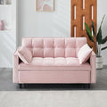 Ball & Cast 3 in 1 Convertible Sleeper Sofa Bed,Velvet Futon Couch with Pull-Out Bed,Convertible Pull Out Couches W/ 2 Pillows,Adjustable Backrest & Side Pocket,for Living Room,Apartment,Pink,55"