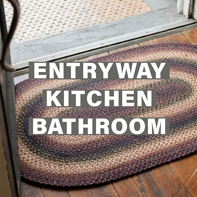 Homespice Prescott Jute Braided Rug Runner 22x72 - Primitive Braided Runner Rug for American Country Decor