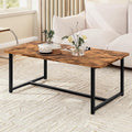 Coffee Table Living Room, Modern Center Table Rectangular, Industrial Furniture, Sofa End Tables/Tea Table/Table Basse De Salon with Metal Black Frame Rustic Brown