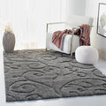 SAFAVIEH Florida Shag Collection Area Rug - 5'3" x 7'6", Grey, Scroll Design, Non-Shedding & Easy Care, 1.2-inch Thick Ideal for High Traffic Areas in Living Room, Bedroom (SG455-8013)