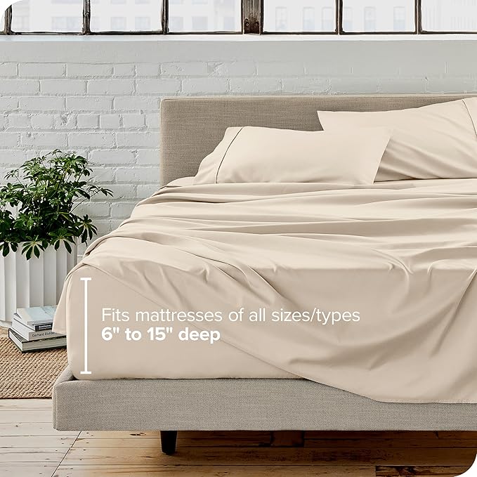 Bare Home Twin XL Sheet Set - College Dorm Size - Luxury 1800 Ultra-Soft Microfiber Twin Extra Long Bed Sheets - Deep Pockets - Easy Fit - Extra Soft - 3 Piece Set - Bed Sheets (Twin XL, Sand)