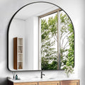 Arched Bathroom Mirror, 45"x45" Black Arched Mirror for Bathroom, Wall Mounted Mirror, Black Vanity Wall Mirror Metal Frame for Bedroom, Entryway, Living Room, Hanging or Leaning Against Wall