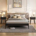 Bme Dinkee Queen Platform Bed Frame Wood 15 Inch - Solid Wood Bed Frame - Modern & Minimalist Style - 12 Strong Wood Slat Support - Easy Assembly - No Box Spring Needed - Black