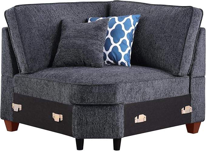 116" Convertible Sectional Couch with Movable Ottoman and 6 Throw Pillows,Chenille Upholstered Comfy Sofa 7 Seater,L-Shaped,Free Combination,Easy Assembly for Living Room,Apartment,Dark Gray