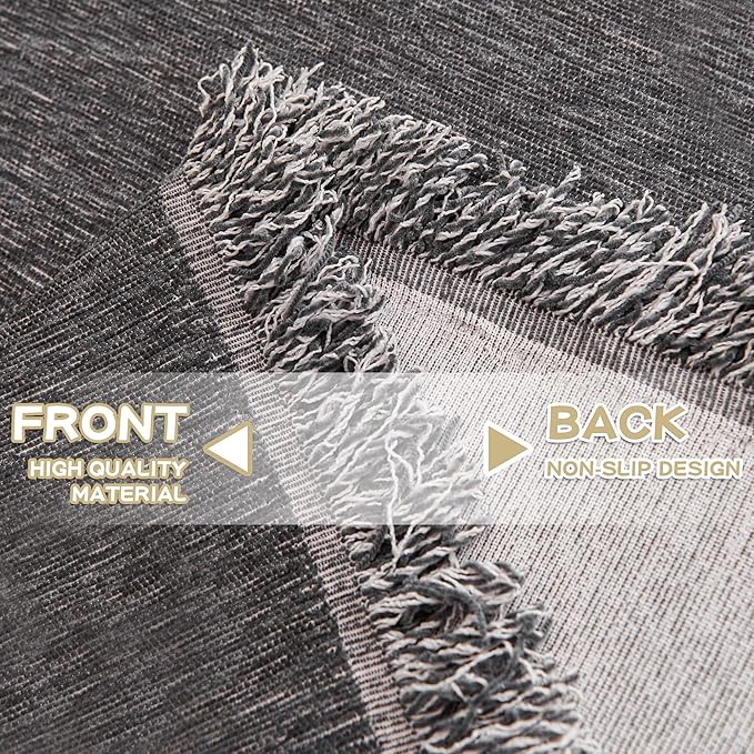 MYSKY HOME Chair Couch Covers Sectional Couch Covers for Pet Sofa Covers, Non Slip Soft Couch Sofa Cover, Washable Furniture Protector Sofa Slipcover with Tassel Throws, 71"x91", Dark Grey