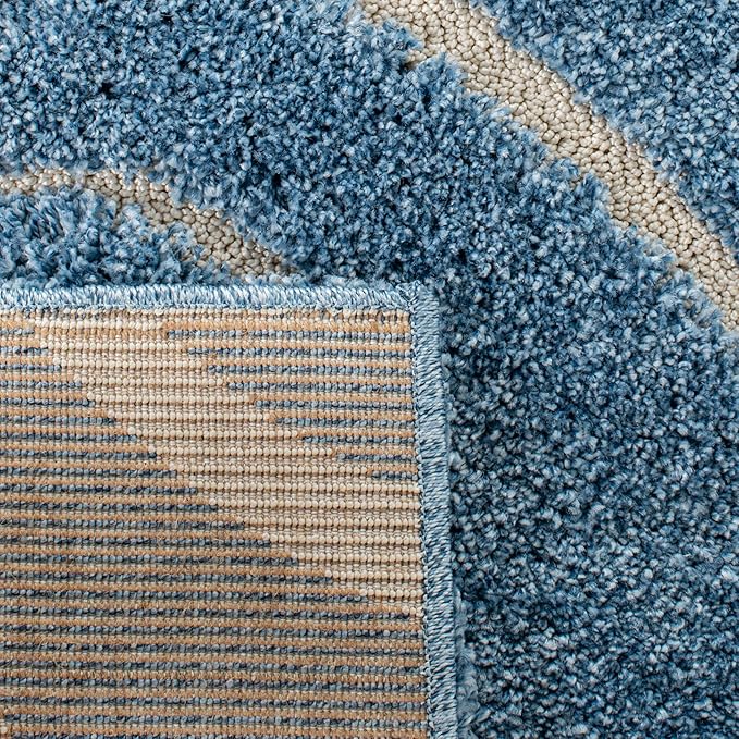 SAFAVIEH Florida Shag Collection Runner Rug - 2'3" x 13', Light Blue & Cream, Scroll Design, Non-Shedding & Easy Care, 1.2-inch Thick Ideal for High Traffic Areas in Living Room, Bedroom (SG455-6011)