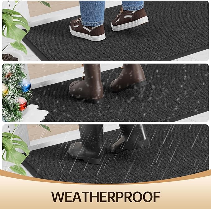 Amyracel Front Door Mat Indoor Outdoor Entrance, 48" x 72" All-Season Waterproof Heavy Duty Doormat for Outside Entry, Stain and Fade Resistant, Low Profile, Easy Clean Patio Entryway Mat
