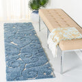 SAFAVIEH Florida Shag Collection Runner Rug - 2'3" x 11', Light Blue & Cream, Scroll Design, Non-Shedding & Easy Care, 1.2-inch Thick Ideal for High Traffic Areas in Living Room, Bedroom (SG455-6011)