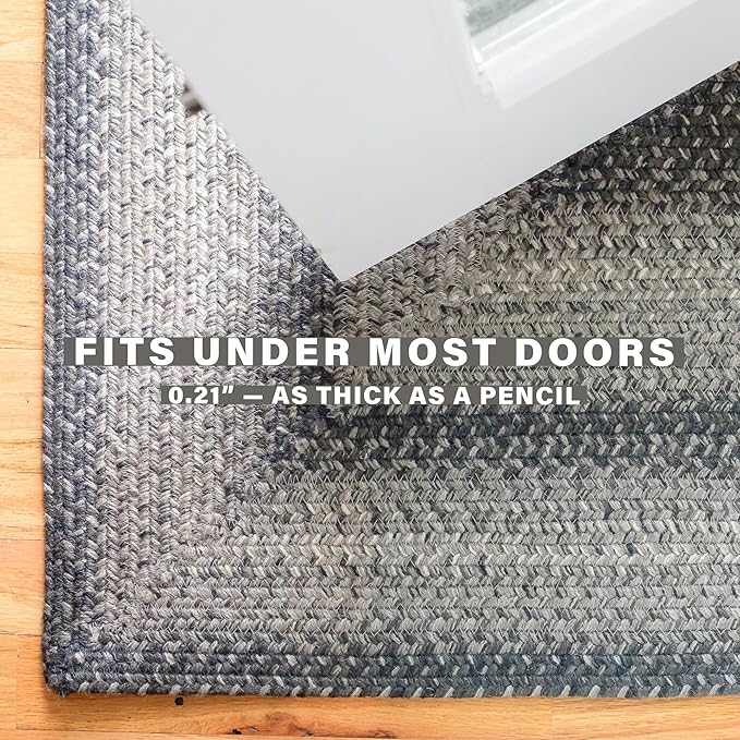 Homespice Flint Hill Braided Dark Gray Area Rugs 8x10' - Primitive Style Dining Room Rugs for Under Table