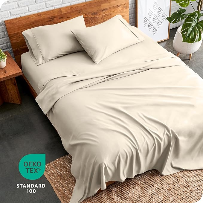 Bare Home Full XL Sheet Set - Luxury 1800 Ultra-Soft Microfiber Full Extra Long Bed Sheets - Double Brushed - Deep Pockets - Easy Fit - 4 Piece Set - Bedding Sheets & Pillowcases (Full XL, Sand)