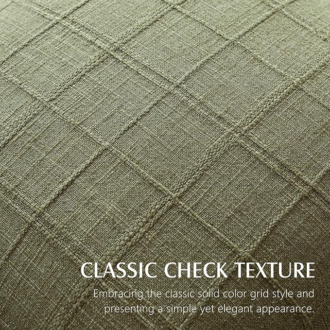 Foindtower Set of 2 Decorative Linen Check Throw Pillow Covers Neutral Farmhouse Vintage Cushion Covers Modern Boho Home Decor for Sofa Chair Couch Bedroom Living Room Outdoor,24×24 Inch,Sage Green