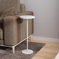 Small Side Table, Metal Round Drink Table, Desktop Diameter 9.99“ for Living Room Bedroom Small Spaces Sofa Couch Chair, White