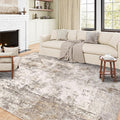 5x7 Washable Area Rug Brown Grey Neutral Abstract Living Room Bedroom Throw Rug Non Slip Soft Low Pile Indoor Floor Carpet for Dining Room Kitchen Office Entryway Home