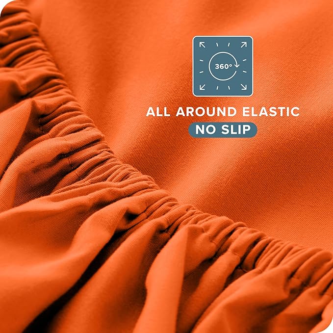 Bare Home Split Head Flex King Sheet Set - 1800 Ultra-Soft Microfiber Bed Sheets - Double Brushed - Deep Pockets - Easy Fit - 4 Piece Set - FlexTop King Bedding Sheets (Split Head Flex King, Orange)