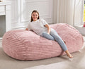 Hobestluk 5FT Bean Bag Chairs Adult Bean Bag with Portable Handle Comfy Large Bean Bag Lounge Chair with Removable Cover for Living Room Bedroom (Stripe Pink, 5FT)