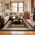 Homespice Kilimanjaro Premium Jute Braided Area Rug, 6' x 9' Rectangular Black and Brown, Reversible, Natural Jute Yarn Rustic, Country, Primitive, Farmhouse Style - 30 Day Risk Free Purchase