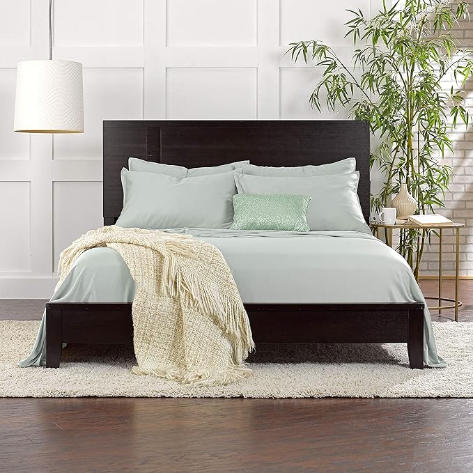 Split King Sheets by Pure Bamboo, Genuine 100% Organic Viscose Derived from Bamboo Bed Sheet Set, Soft & Cooling, Double Stitching *Not for Split Top (Split King, Sea Glass)