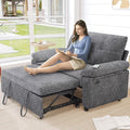 Vipbear 3-in-1 Chenile Convertible Sofa Bed, Pull Out Sleeper Sofa with USB Charging Station/Reclining Backrest/Side Pocket, Loveseat for Living Room, Apartment, Tool-Free Assembly, Dark Grey
