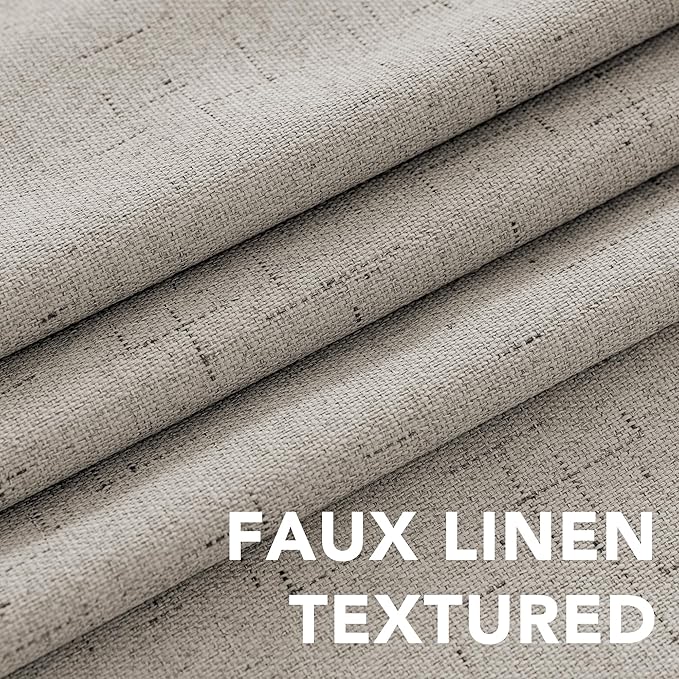 H.VERSAILTEX Linen Blackout Curtains 72 Inches Long 100% Absolutely Blackout Thermal Insulated Textured Linen Look Curtain Draperies Anti-Rust Grommet, Energy Saving with White Liner, 2 Panels, Stone