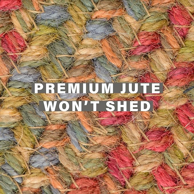 Homespice Azalea Multi Color Rectangle Braided Rug, Jute, 2x3' - Perfect Country Primitive Decor for Kitchen, Bathroom, Everywhere