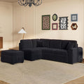 Ball & Cast Sleeper Sofa Bed L Shaped Couch with Storage Otooman and Cup Holder,L-Shaped Sectional Couch w/Hidden Arm Storage & USB Charge,4-Seater Sectional Sofa for Living Room,Apartment,Black