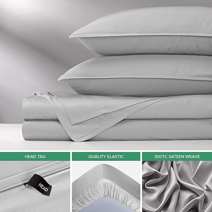 King Sheets by Pure Bamboo, Genuine 100% Organic Viscose Derived from Bamboo Bed Sheet Set, Luxuriously Soft & Cooling, Double Stitching, Lifetime Quality Promise (King, Silver Pearl)