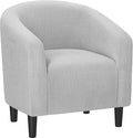 Yaheetech Accent Barrel Chair, Corduroy Fabric Club Chair, Furry Sherpa Elegant Armchair with Cozy Soft Padded for Living Room Bedroom Reception Room Office, Light Gray