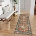 Lahome Oriental Kitchen Runner Rug Non Slip, 2x5 Washable Hallway Runner with Rubber Backing, Vintage Hallway Rug Ultra-Thin Soft Carpet for Bedroom Bathroom, Brick Red