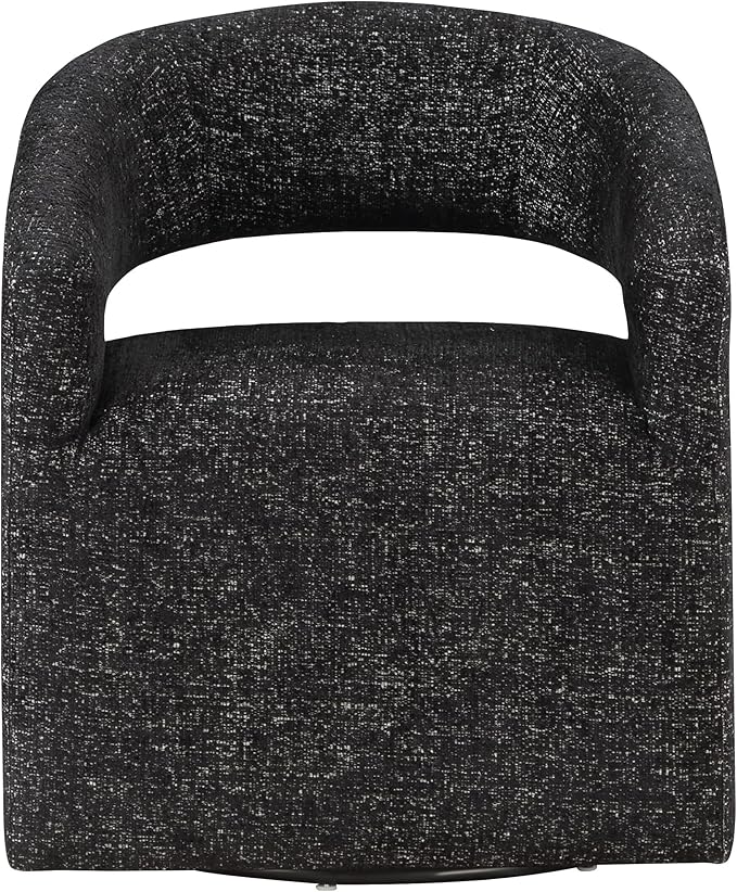 OSP Home Furnishings Devin Modern Upholstered Swivel Accent Barrel Chair, Midnight