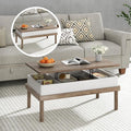 Shintenchi Coffee Table, Lift Top Coffee Table with Hidden Compartment, Rising Tabletop Dining Table, Lift Top Coffee Center Table for for Living Room, Office, Home (Ivory)